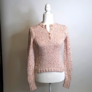 American Eagle Outfitters Blush & Cream Variegated Henley Sweater, Size S